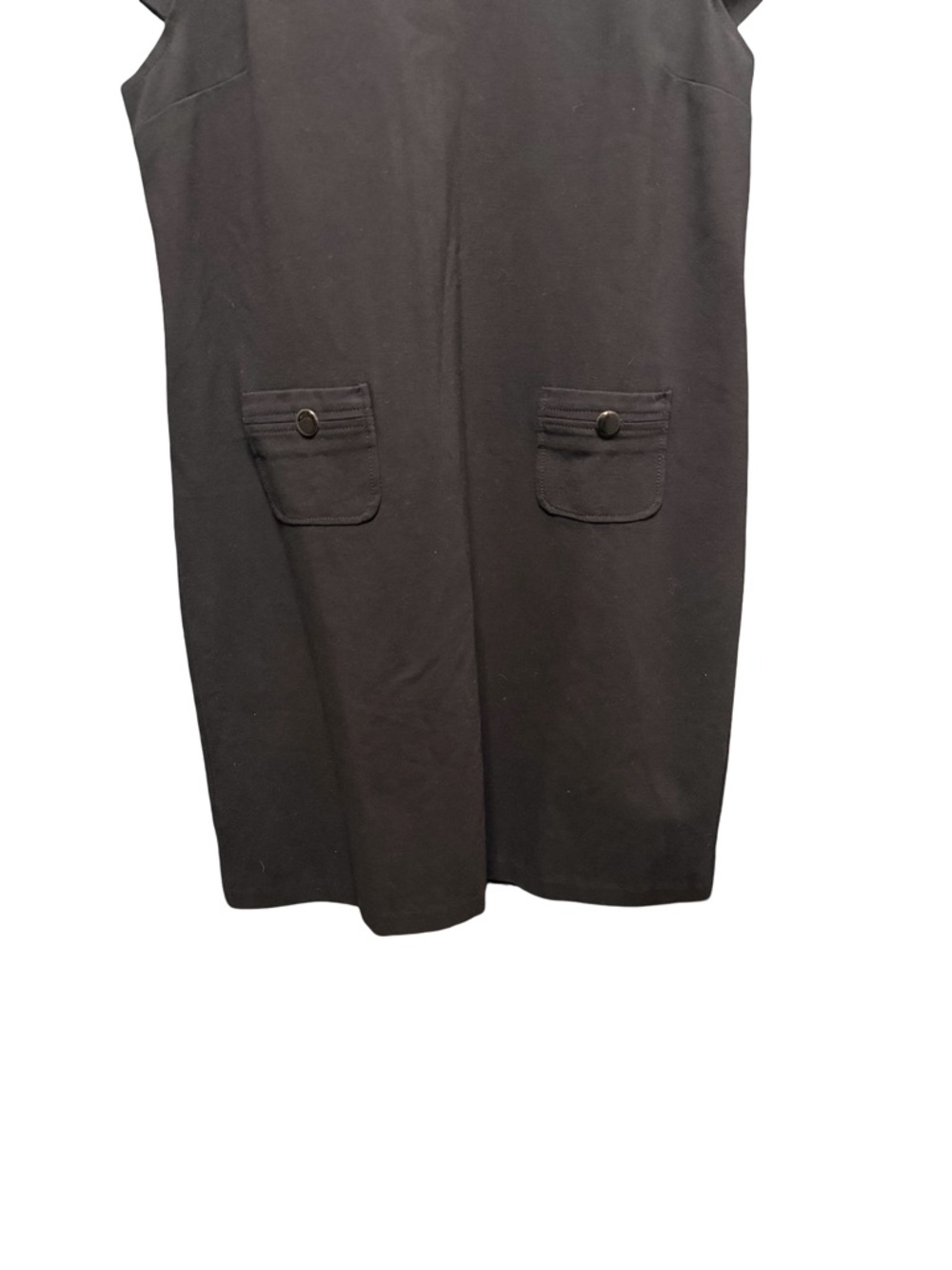 Talbots Black Shift Dress Cap Sleeve Patch Pockets Minimalist Chic LBD Size 16 - Picture 3 of 7
